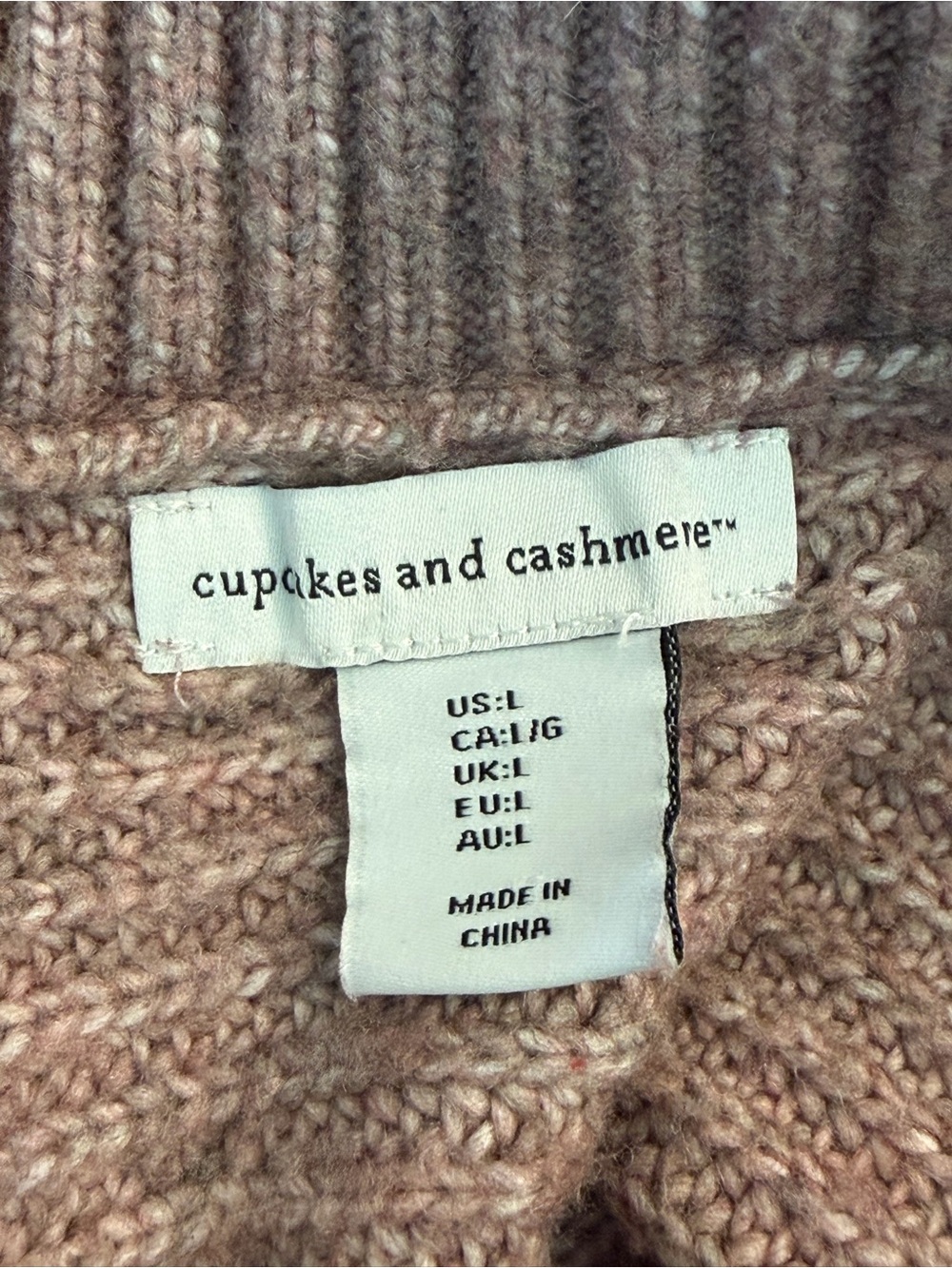 cupcakes & cashmere Mauve Ribbed Shawl-Collar Turtleneck Sweater, Size Large - Picture 3 of 7